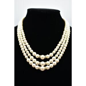 Vintage Morgan Taylor Bullock's Necklace Crystal Pearl  Rhinestone NOS 80s Bin3
